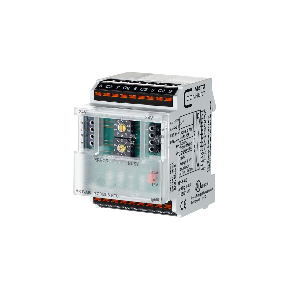 Modbus RTU Modul MR-F-AI8, 8 analoge Eingänge, 20 V bis 28 V AC/DC ...