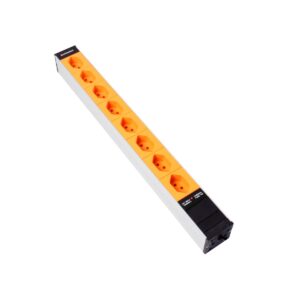 Multiprise 19" orange, 8xT13, 3 x 1.0qmm/L=3m, 250V / 10A, fiche T12