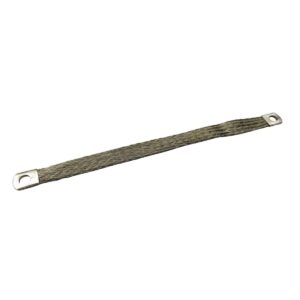 Bande de mise à la terre, tresse en cuivre étamé, longueur 150 mm, largeur 6 mm, œillet Ø 6,5 mm