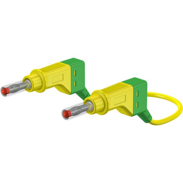 Câbles de liaison silicone jaune vert 100 cm 2.5 mm² avec fiche à fourreau coulissant